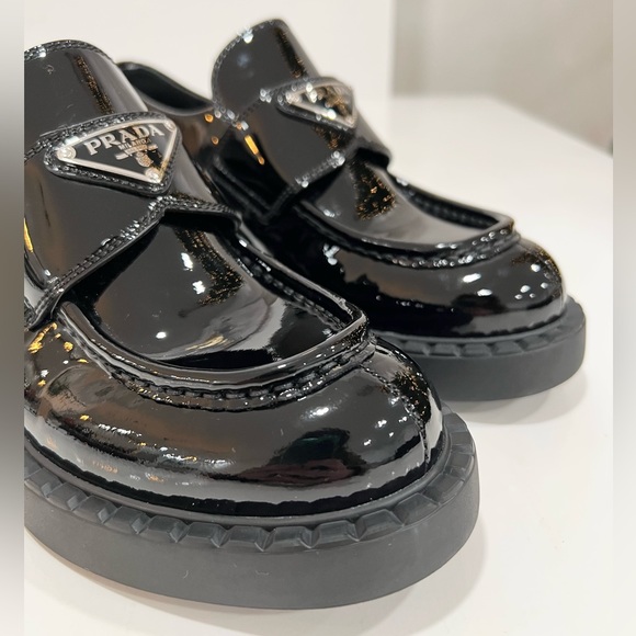 PRADA Triangle Logo Patent Leather Loafers EU:37 - Picture 5 of 14